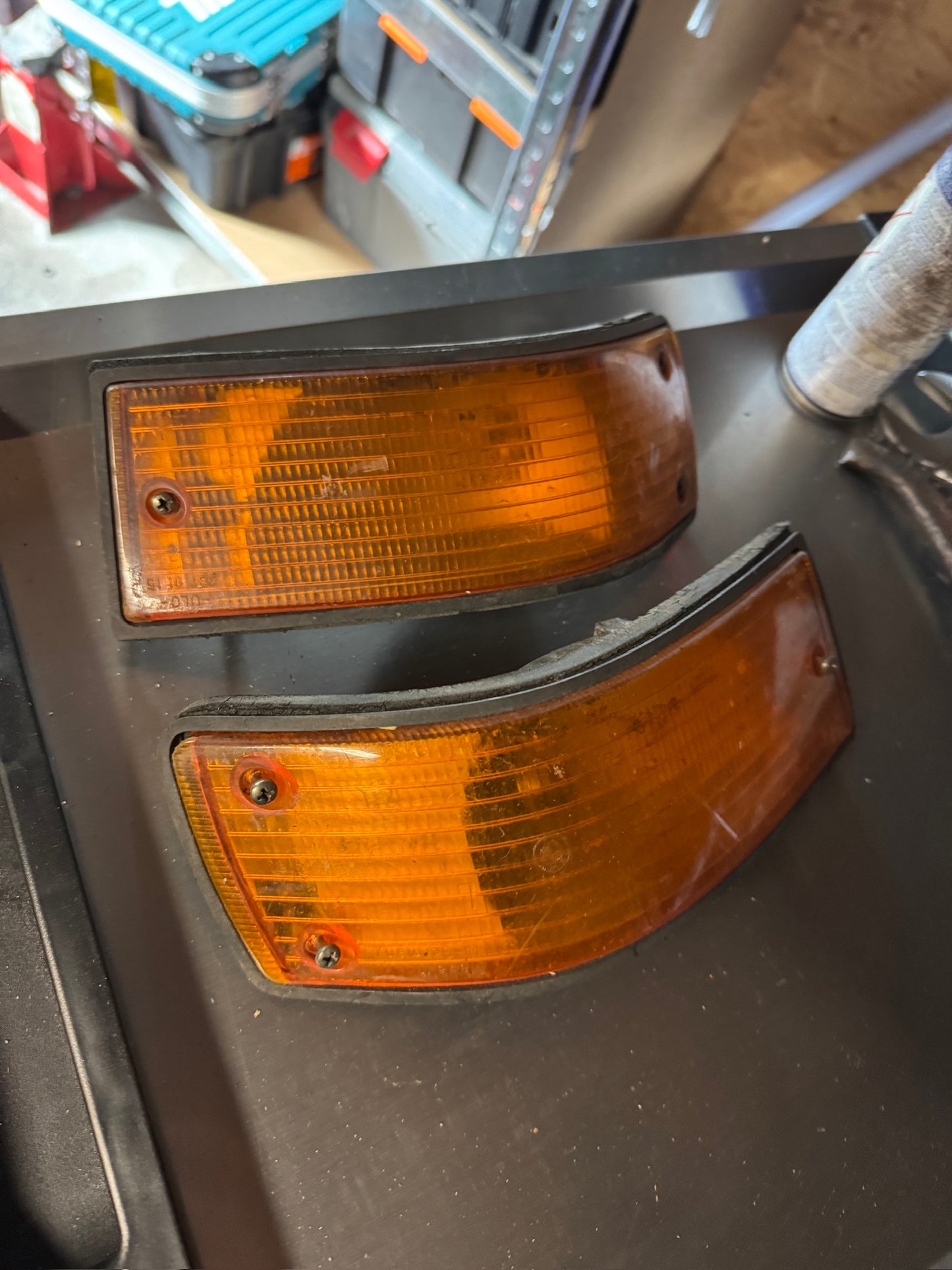 BMW E28 Indicator Lights with Mounting Housings – Complete Used Set incl. Gaskets